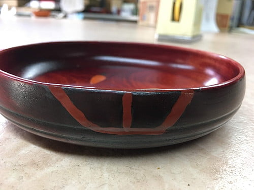 ワレ部分を漆継ぎ後